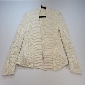 Sleeping on Snow Anthropologie Women XS Ivory Boucle Knit Cardigan Wool Cashmere